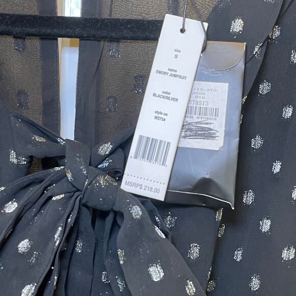 NWT Walter Baker Emory Jumpsuit - Women S - Black and Silver - Picture 3 of 10